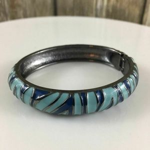 Bracelet Blue Animal Print Bangle Enamel Blue Ligh